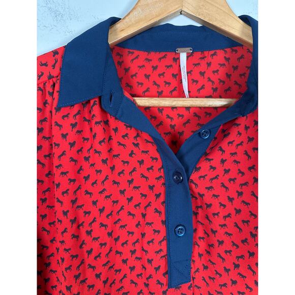 Free People Horse Button Popover Womens Size XS Semi Sheer Long Sleeve - Picture 4 of 8